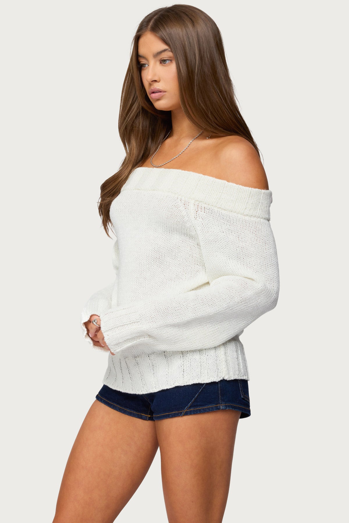 Noemi Off Shoulder Sweater - WHITE