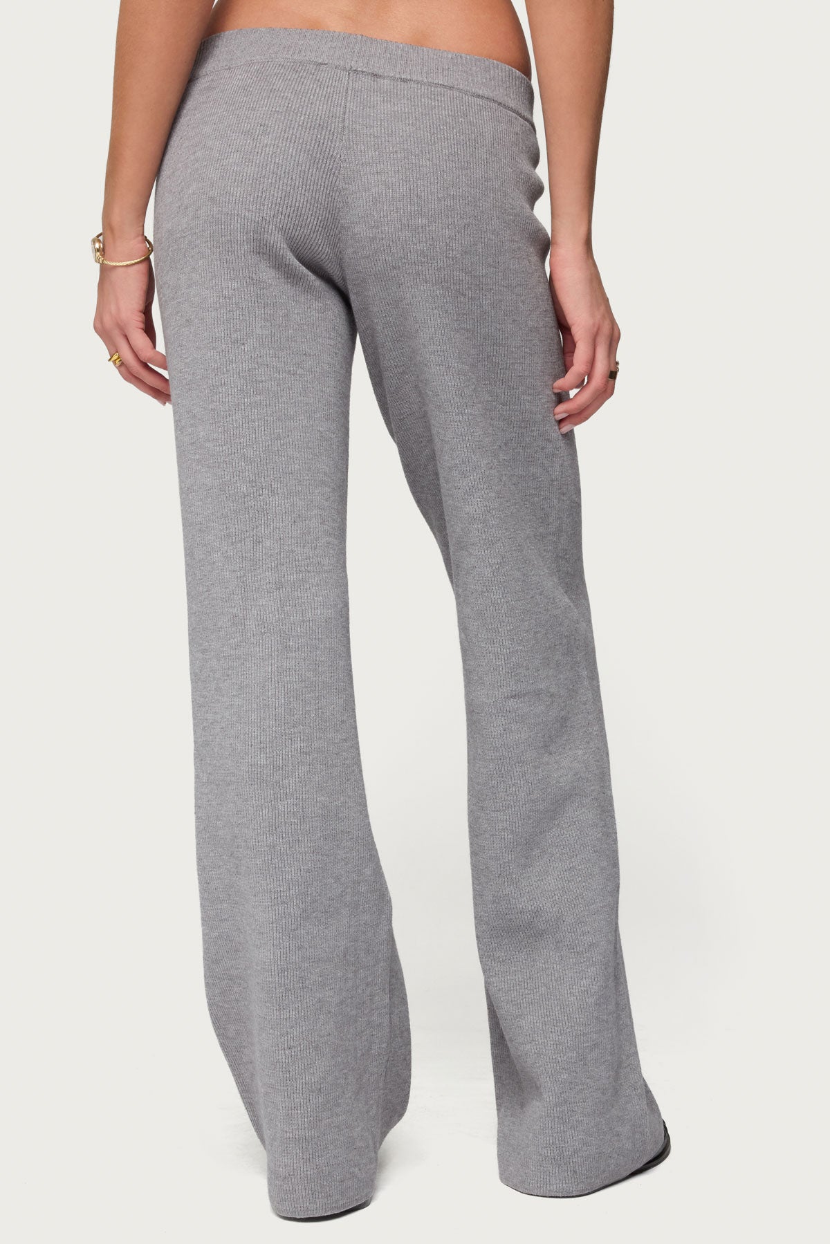 Lorie Wide Leg Knit Pants - GRAY-MELANGE