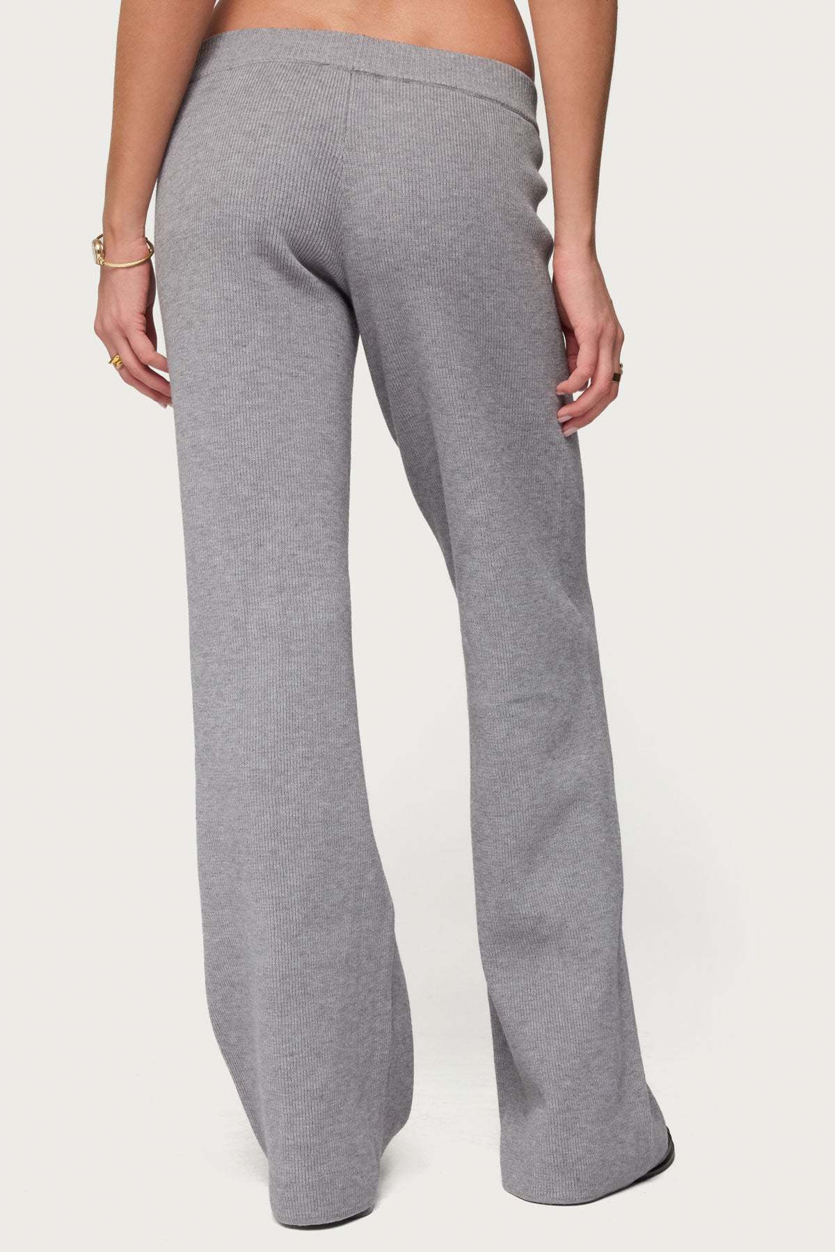 Lorie Wide Leg Knit Pants - GRAY-MELANGE