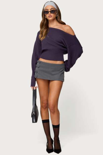 Ravenna Off Shoulder Sweater - PURPLE