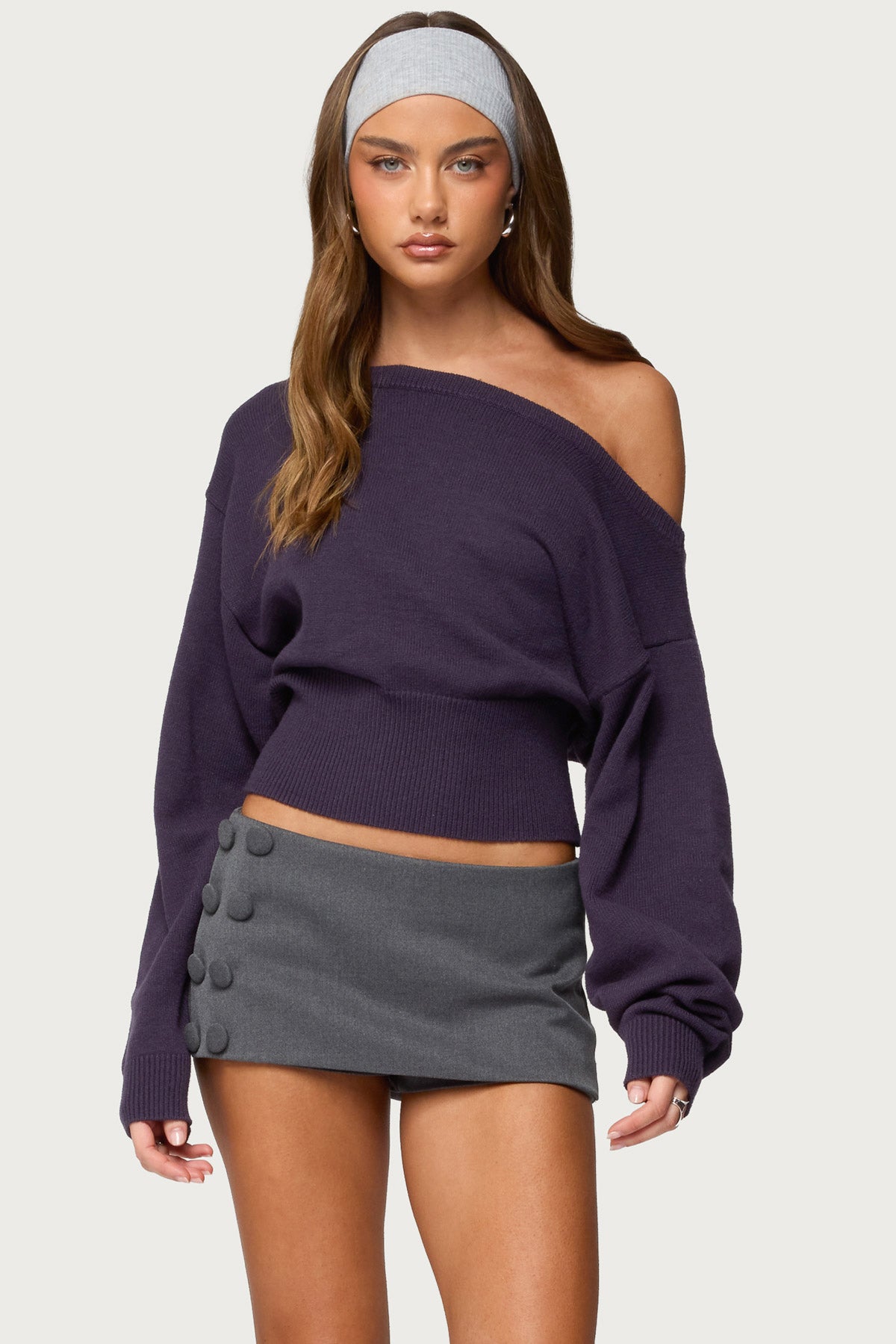 Ravenna Off Shoulder Sweater - PURPLE