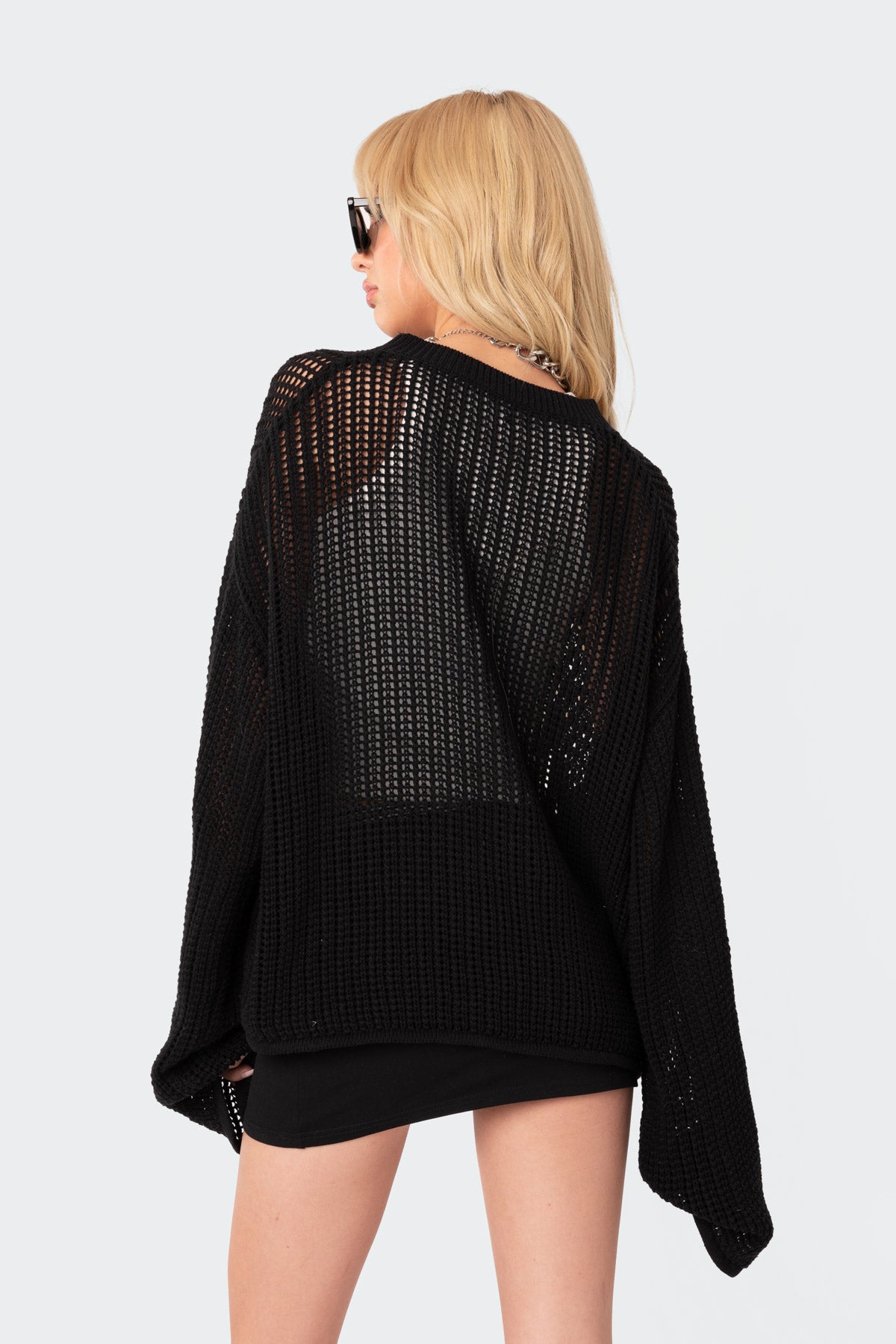 Seeing Stars Oversized Sweater - BLACK
