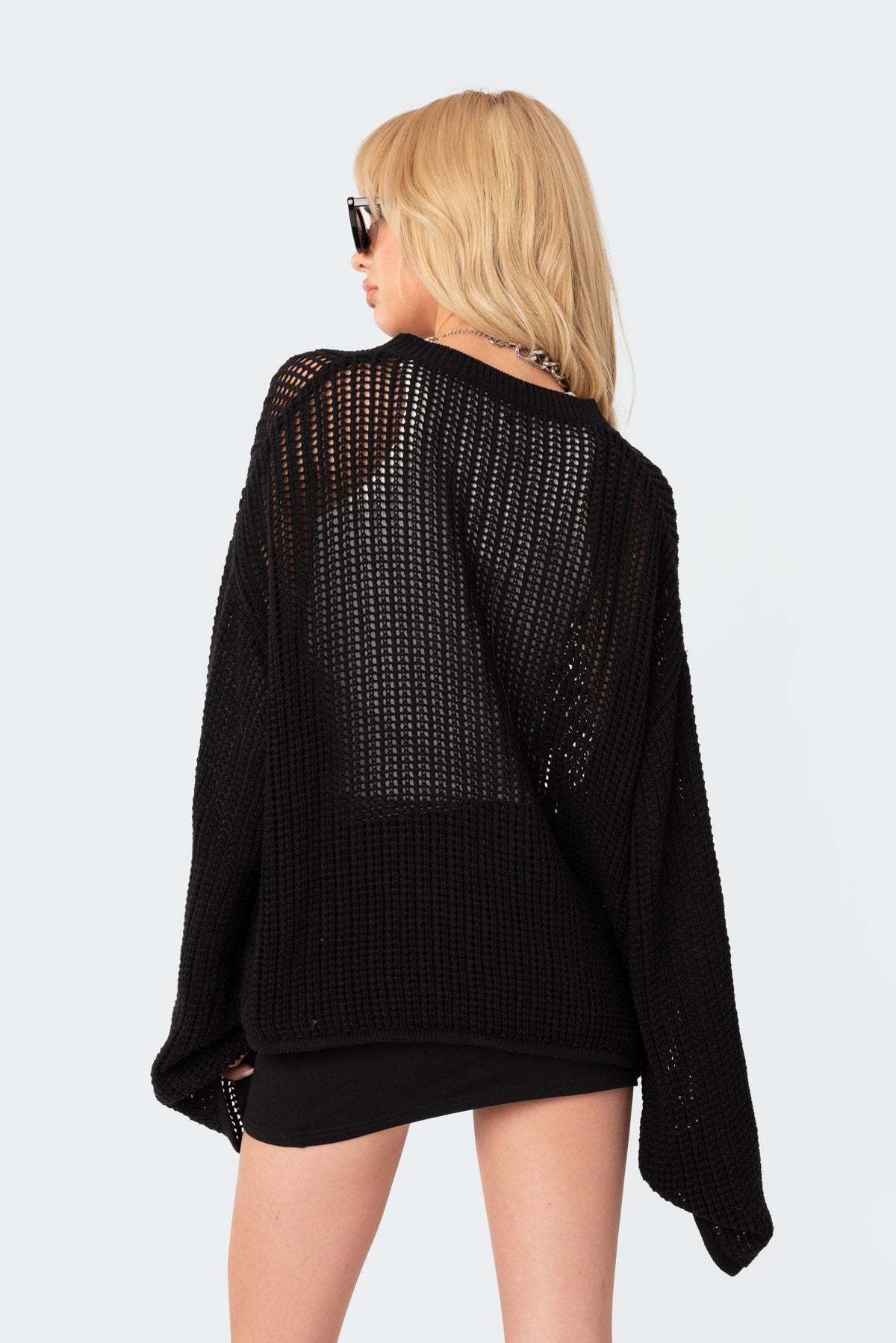 Seeing Stars Oversized Sweater - BLACK