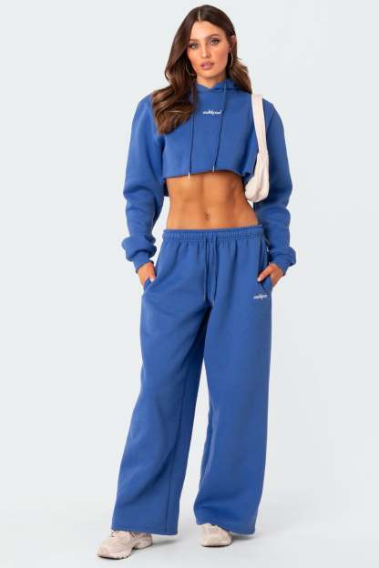 Brenna Low Rise Wide Sweatpants - BLUE