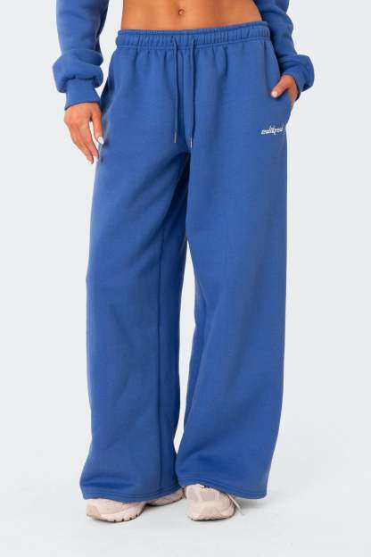 Brenna Low Rise Wide Sweatpants - BLUE