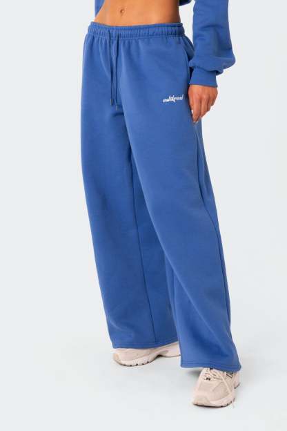 Brenna Low Rise Wide Sweatpants - BLUE