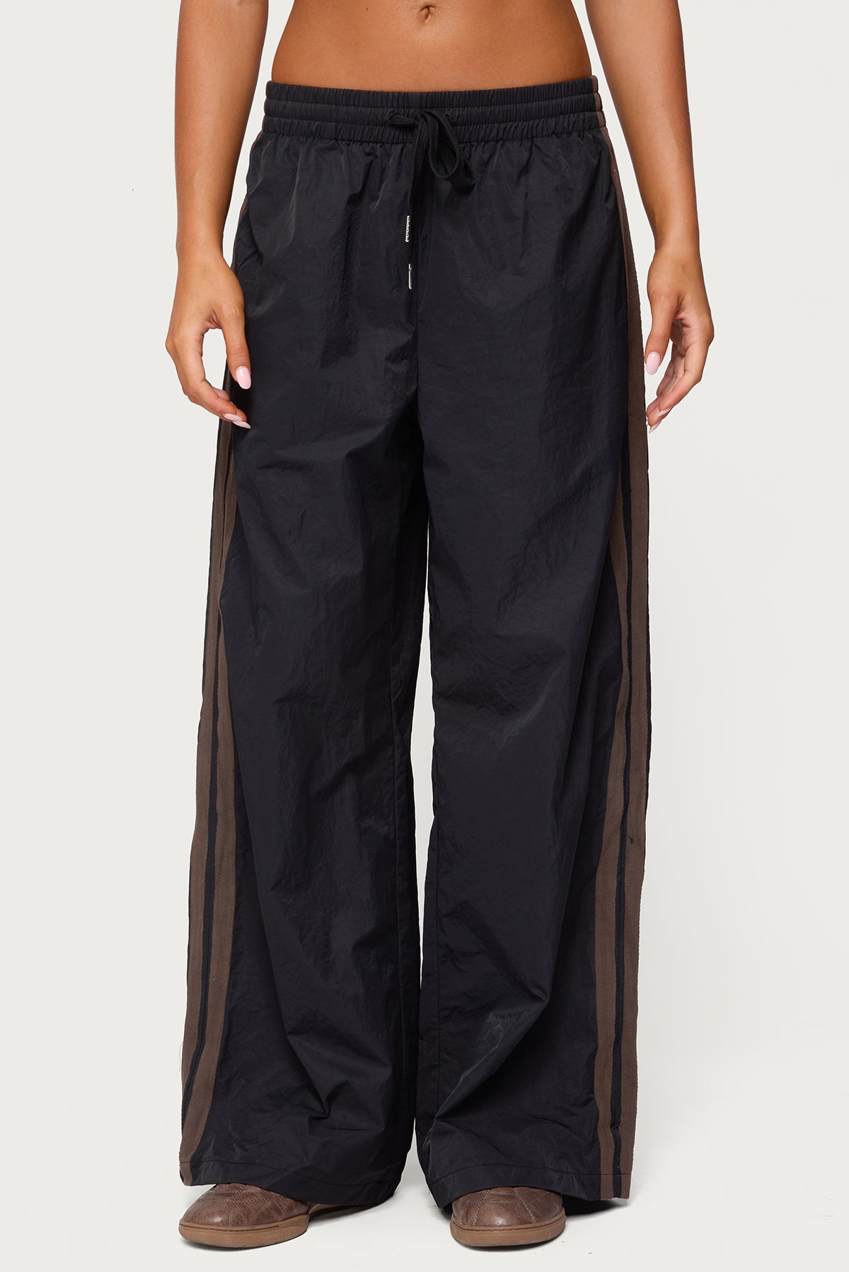Kieran Stripey Nylon Track Pants - BLACK