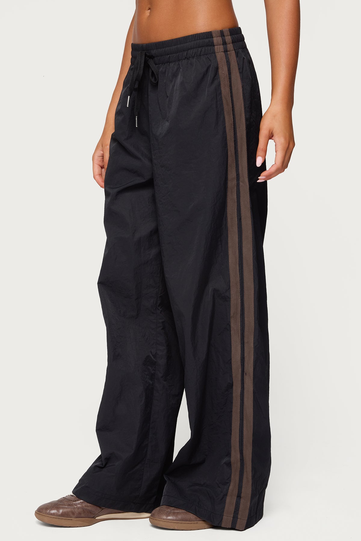 Kieran Stripey Nylon Track Pants - BLACK