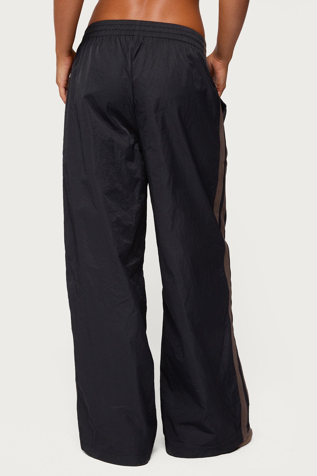 Kieran Stripey Nylon Track Pants - BLACK