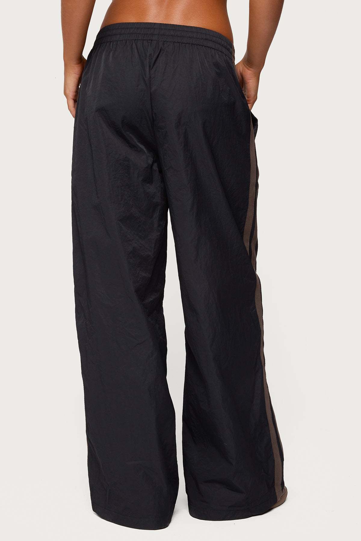 Kieran Stripey Nylon Track Pants - BLACK