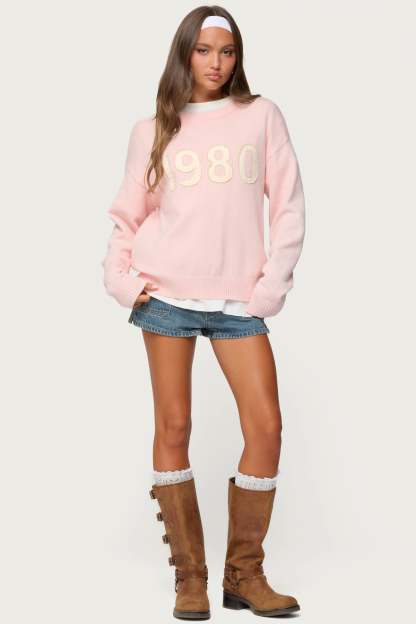 1980 Oversized Sweater - LIGHT-PINK