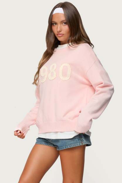 1980 Oversized Sweater - LIGHT-PINK