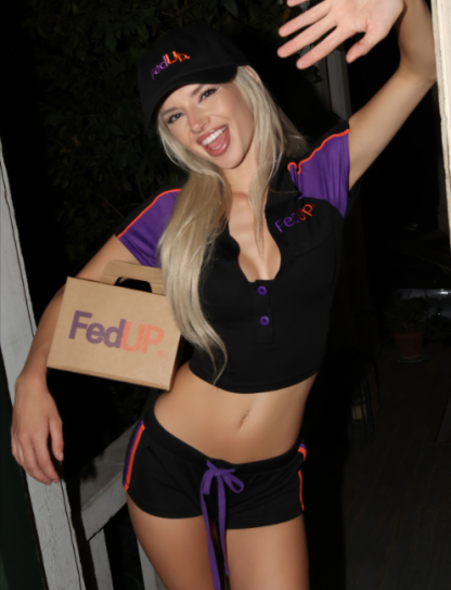 Fed Up Delivery Girl Uniform Costume - DARK PURPLE
