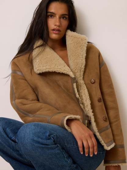 Manteau GEDEON - PEAULAINEE TAUPE