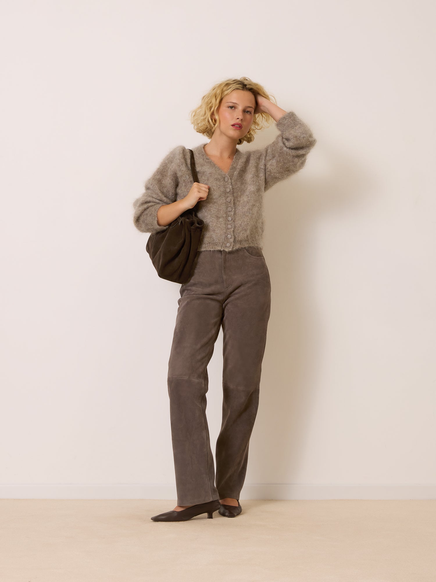 Pantalon GERMAIN - SUEDE TAUPE