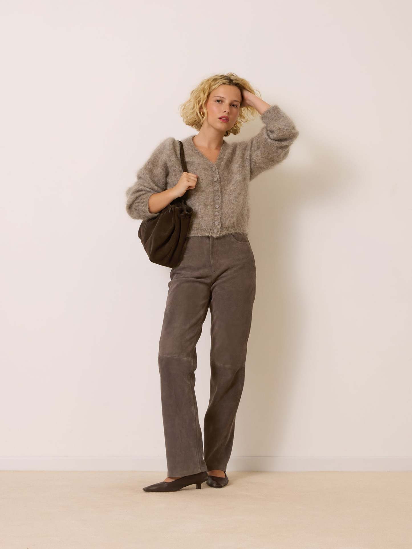 Pantalon GERMAIN - SUEDE TAUPE