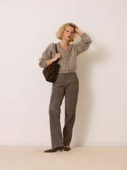 Pantalon GERMAIN - SUEDE TAUPE