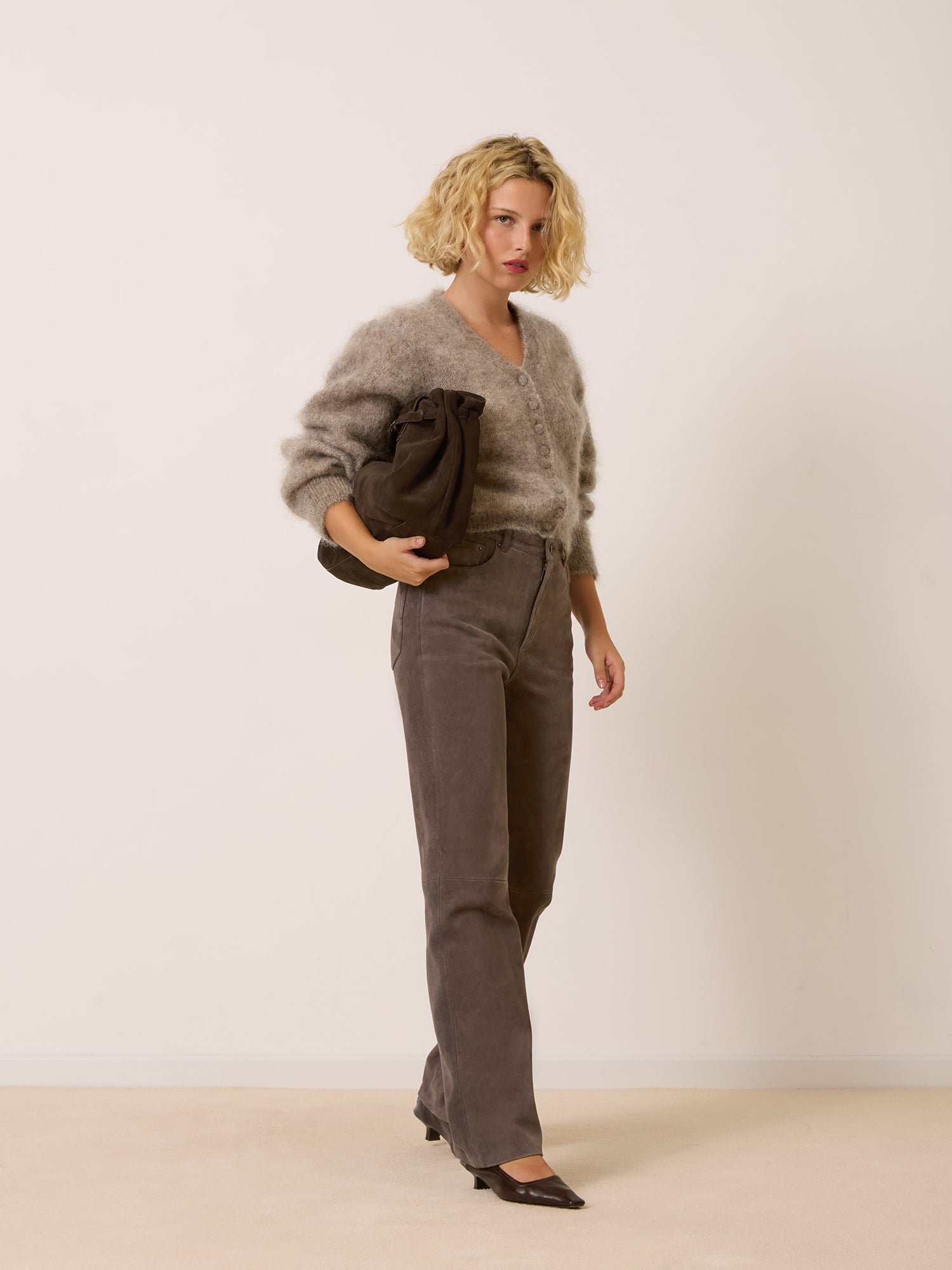 Pantalon GERMAIN - SUEDE TAUPE