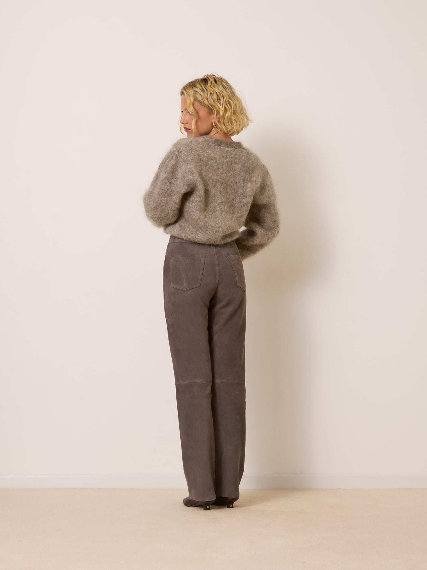 Pantalon GERMAIN - SUEDE TAUPE