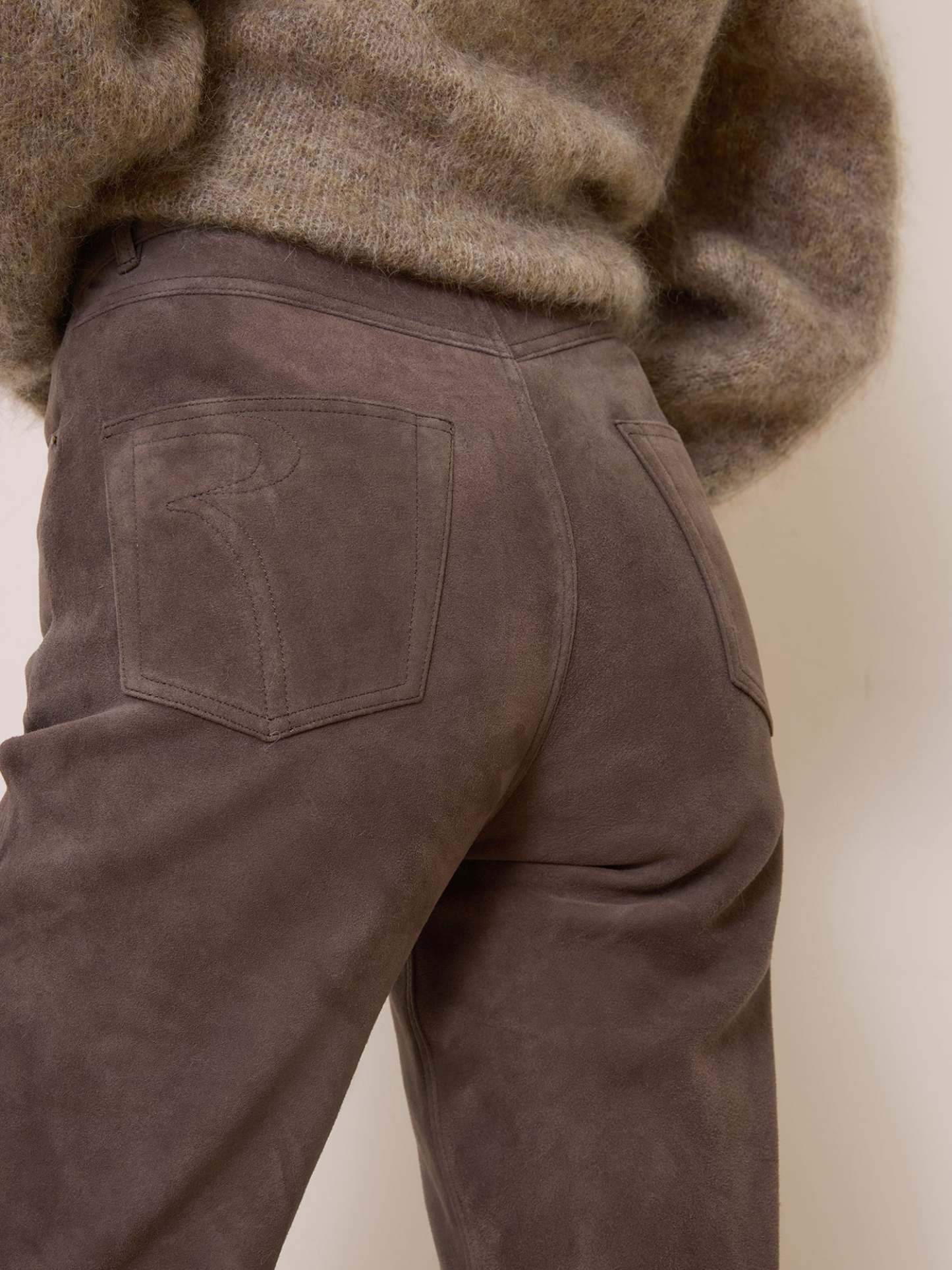 Pantalon GERMAIN - SUEDE TAUPE