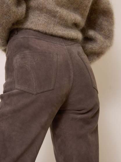 Pantalon GERMAIN - SUEDE TAUPE