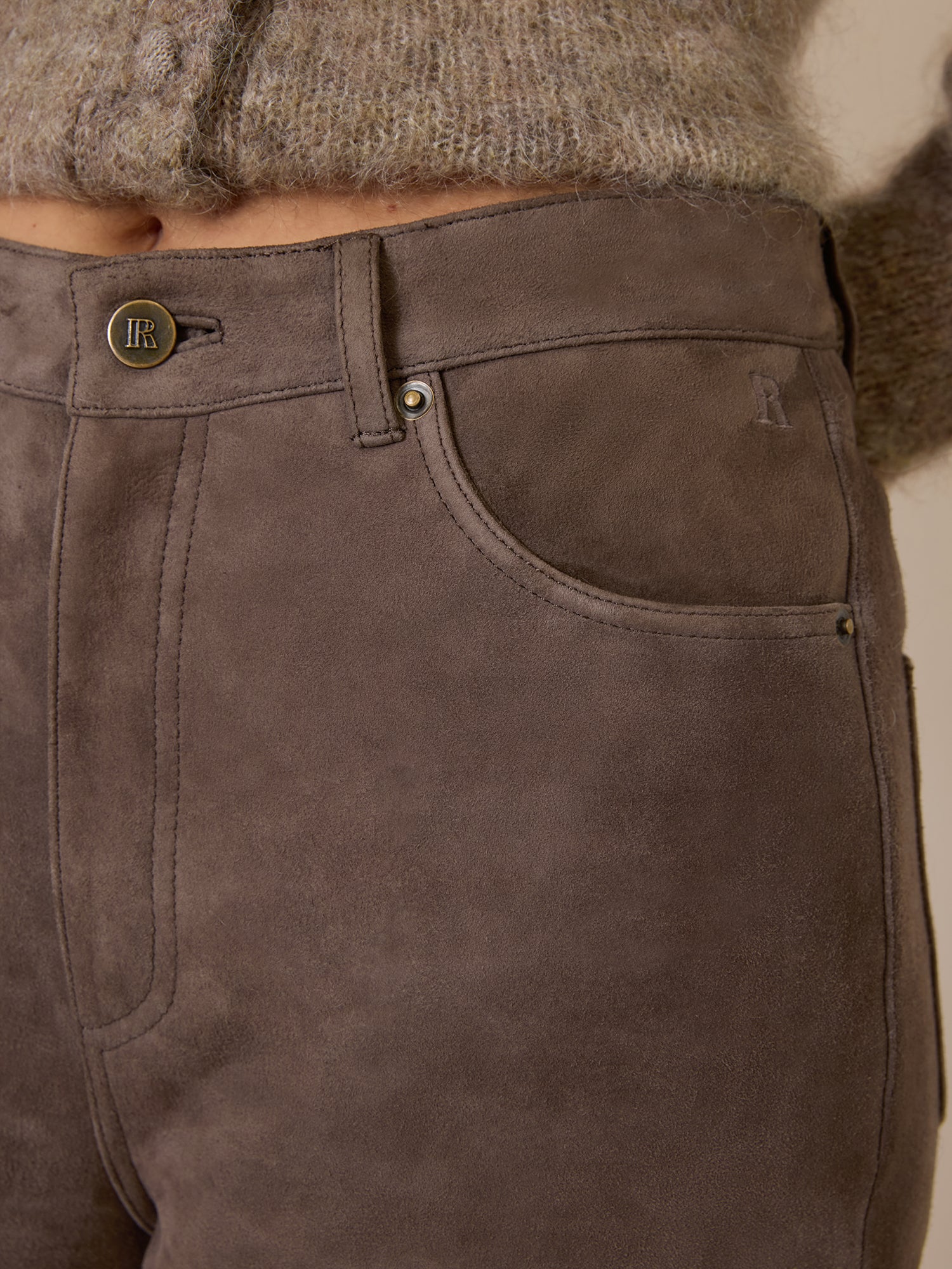 Pantalon GERMAIN - SUEDE TAUPE