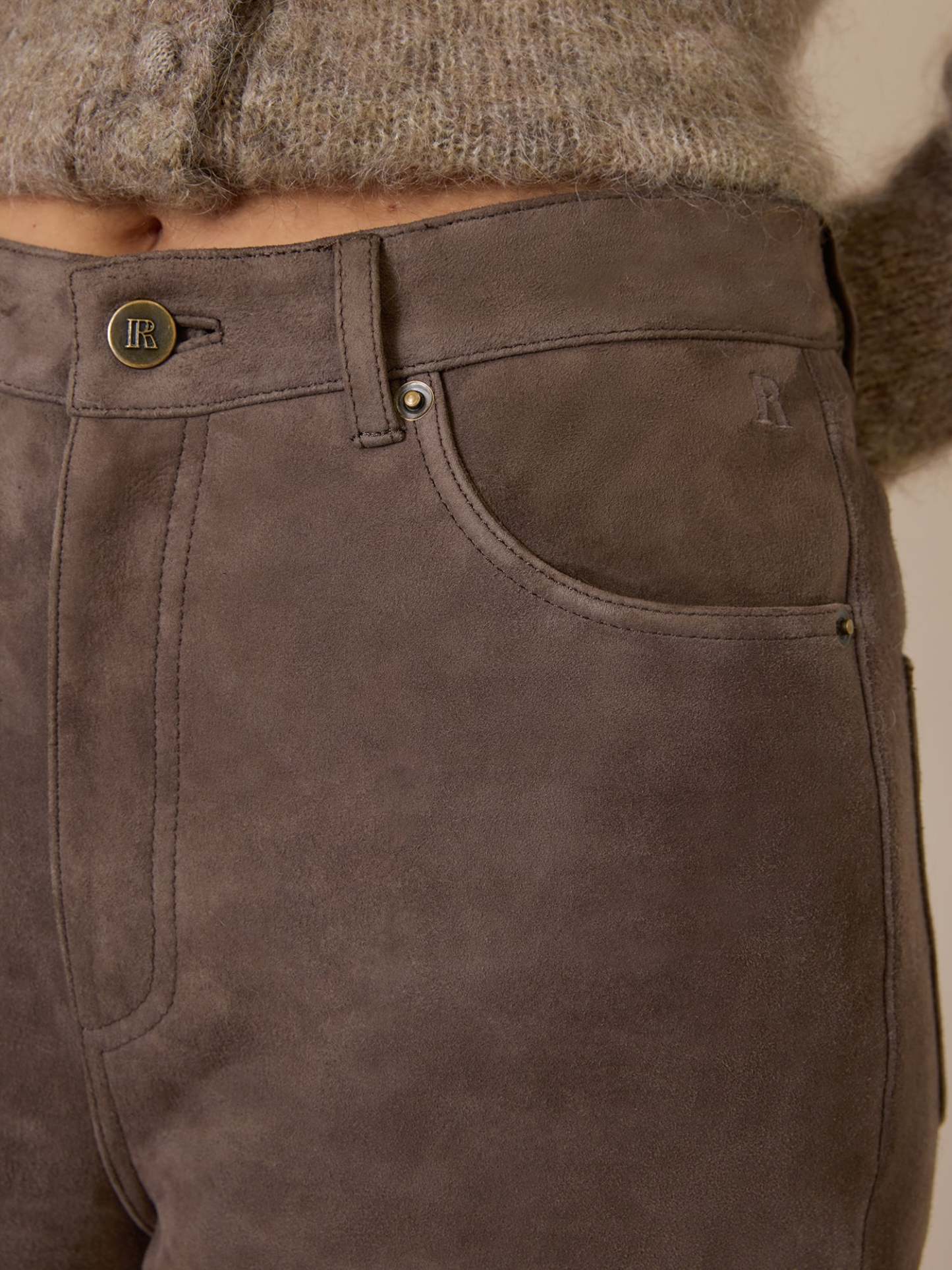 Pantalon GERMAIN - SUEDE TAUPE