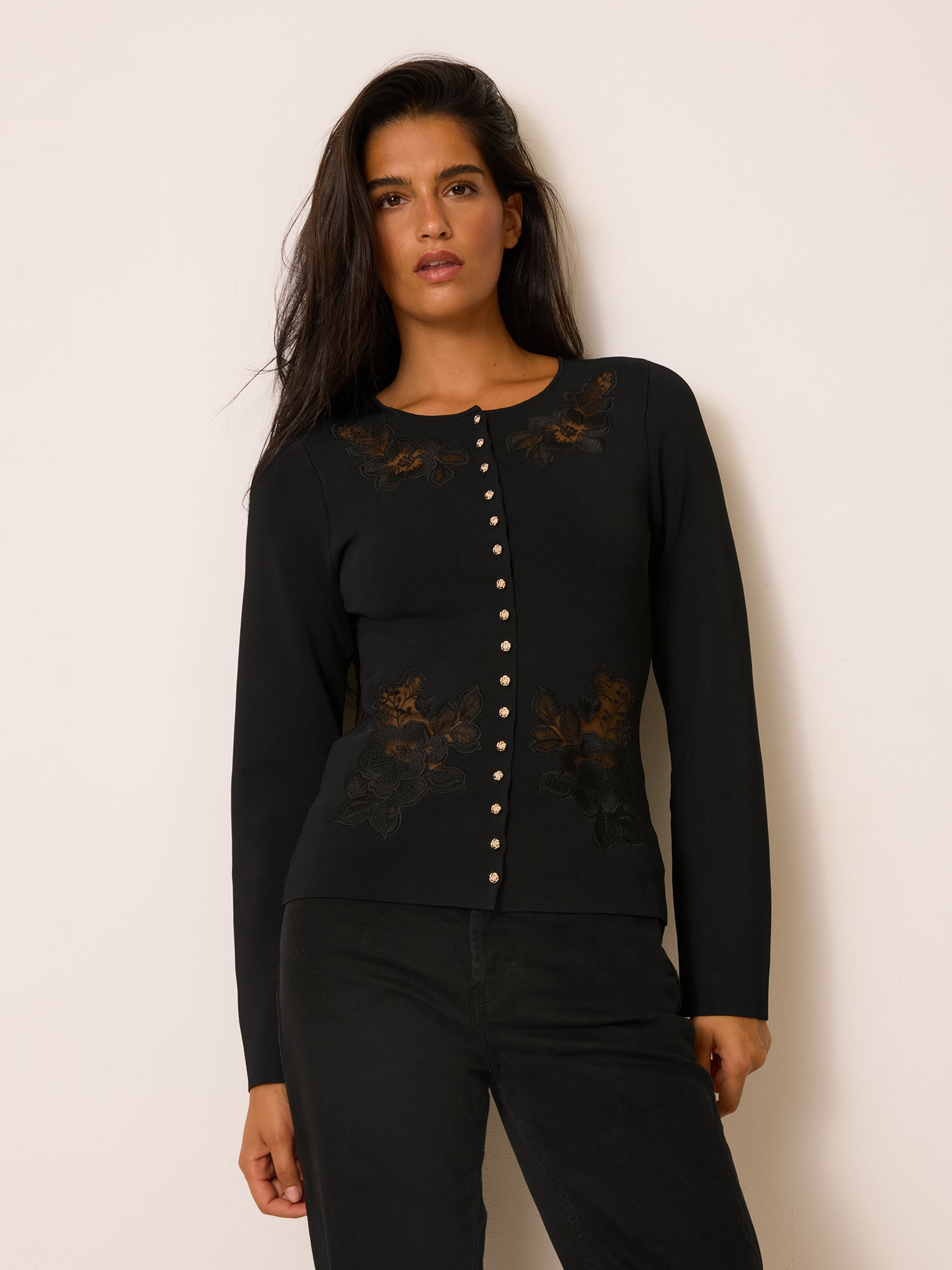 Cardigan LUCIENNE - BRODERIE  NOIR