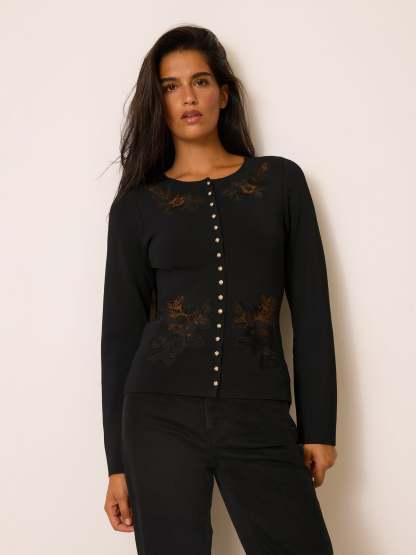 Cardigan LUCIENNE - BRODERIE  NOIR