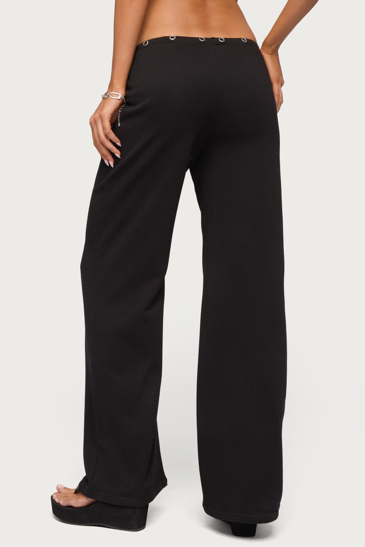Bronte Grommet Straight Leg Sweatpants - BLACK