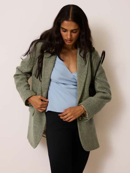 Veste JACQUES - Chevron Carreaux Menthe