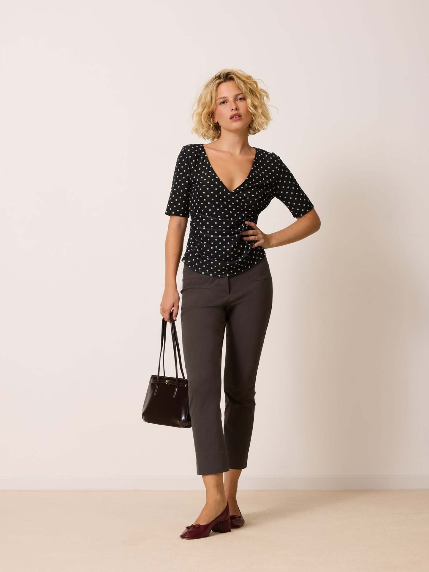 Top YURA - Pois Carmen Noir
