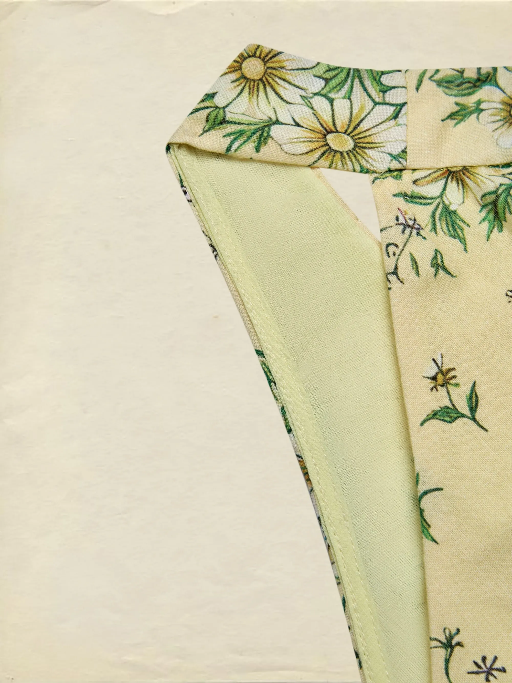 Maxi Cotton Dress, Sleeveless, V Neck, Floral, 3D Floral (Detachable), Vacation, Vintage, Yellow - Yellow