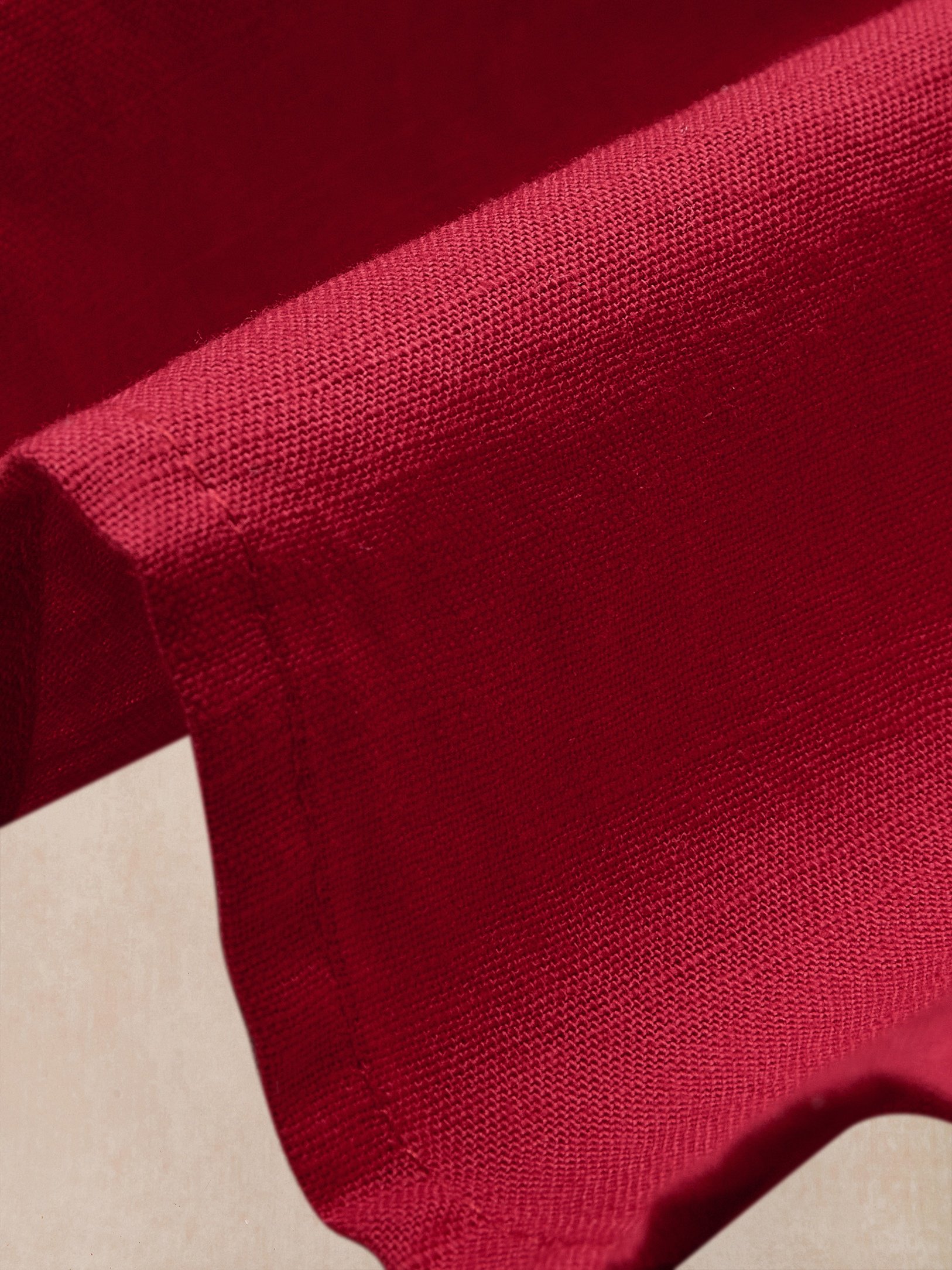 Linen Maxi Dress, 3/4 Sleeve, V Neck, Jane-Inspired Vintage, Tea Party, Linen Blend, Red, Belt - Red