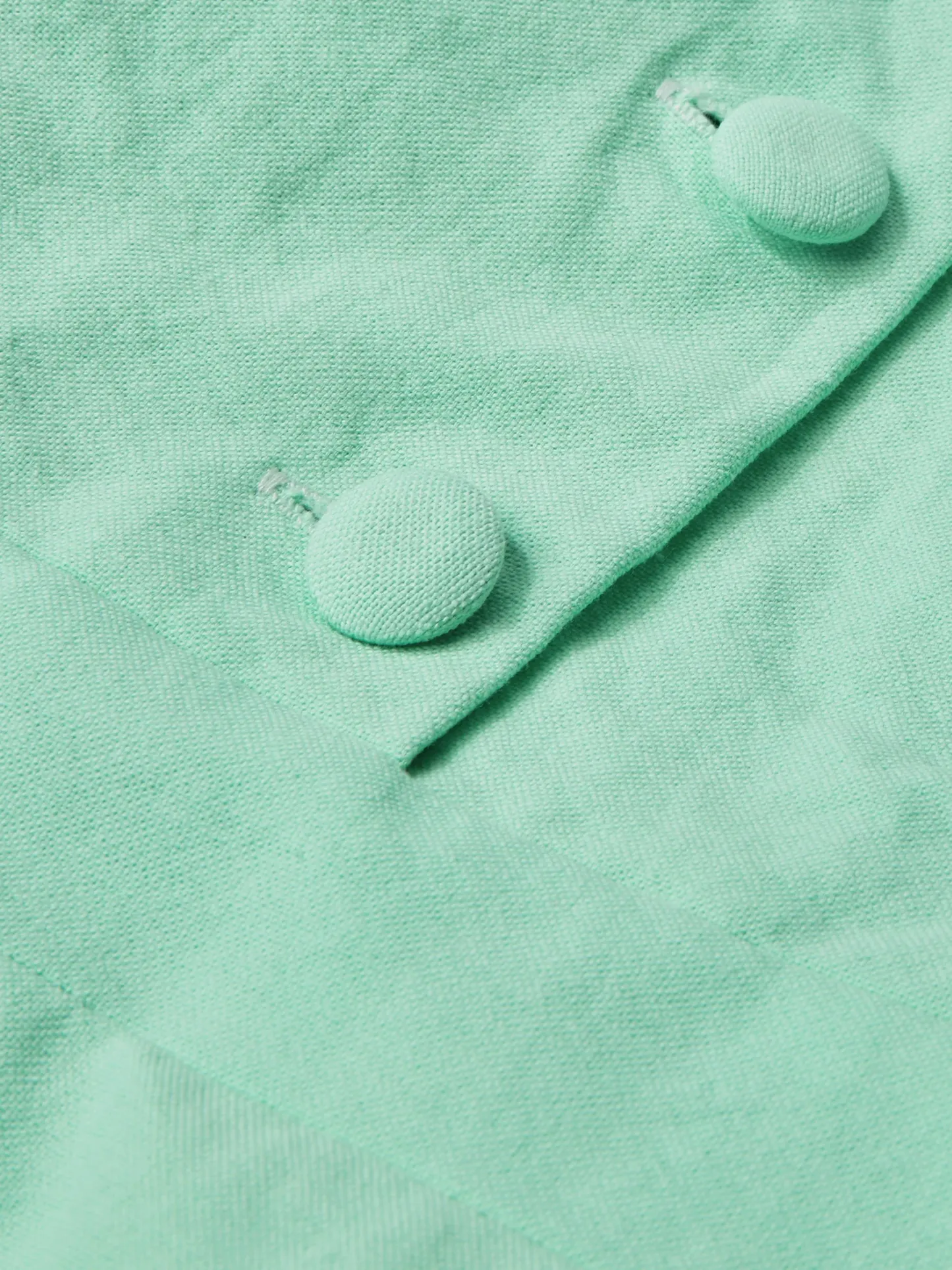 Maxi Cotton Dress , Cap Sleeves, Shawl Collar, Plain, Button Design, Vintage,  Light Green - Lightgreen