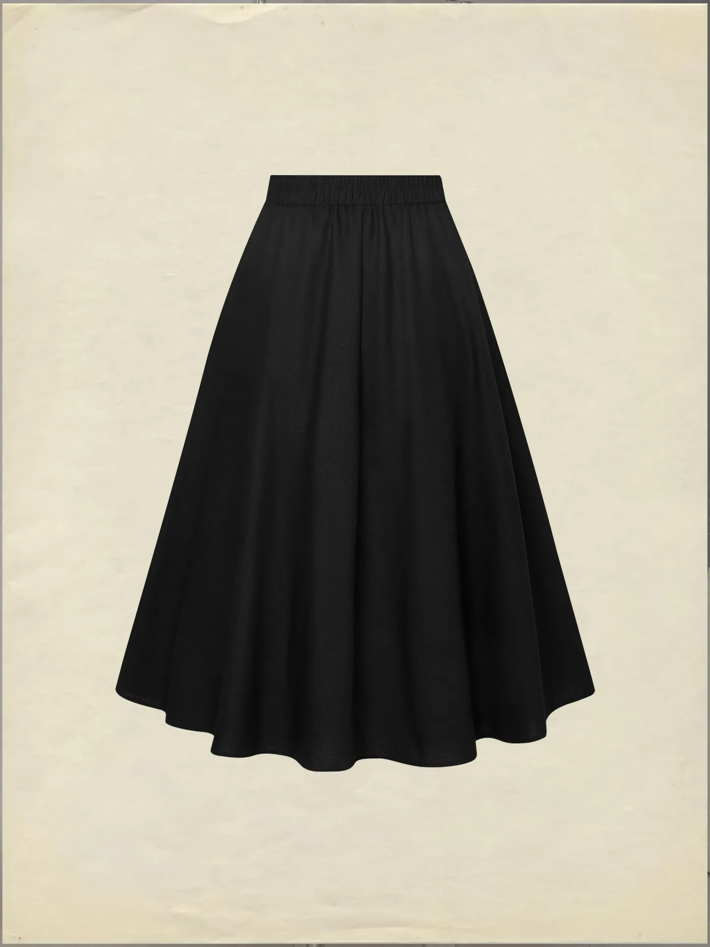 Midi Linen Skirt Set, Long Sleeves, Lapel Collar, Plain, Button Design, Vintage, White - White
