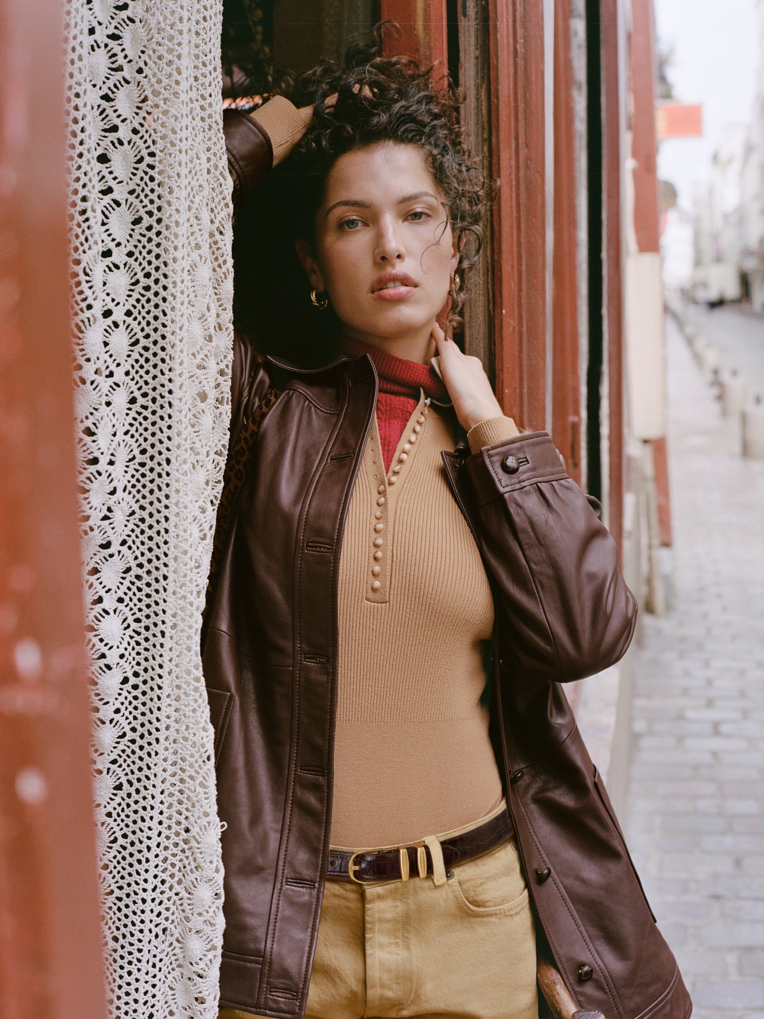 Veste ANETA - CUIR CACHOU