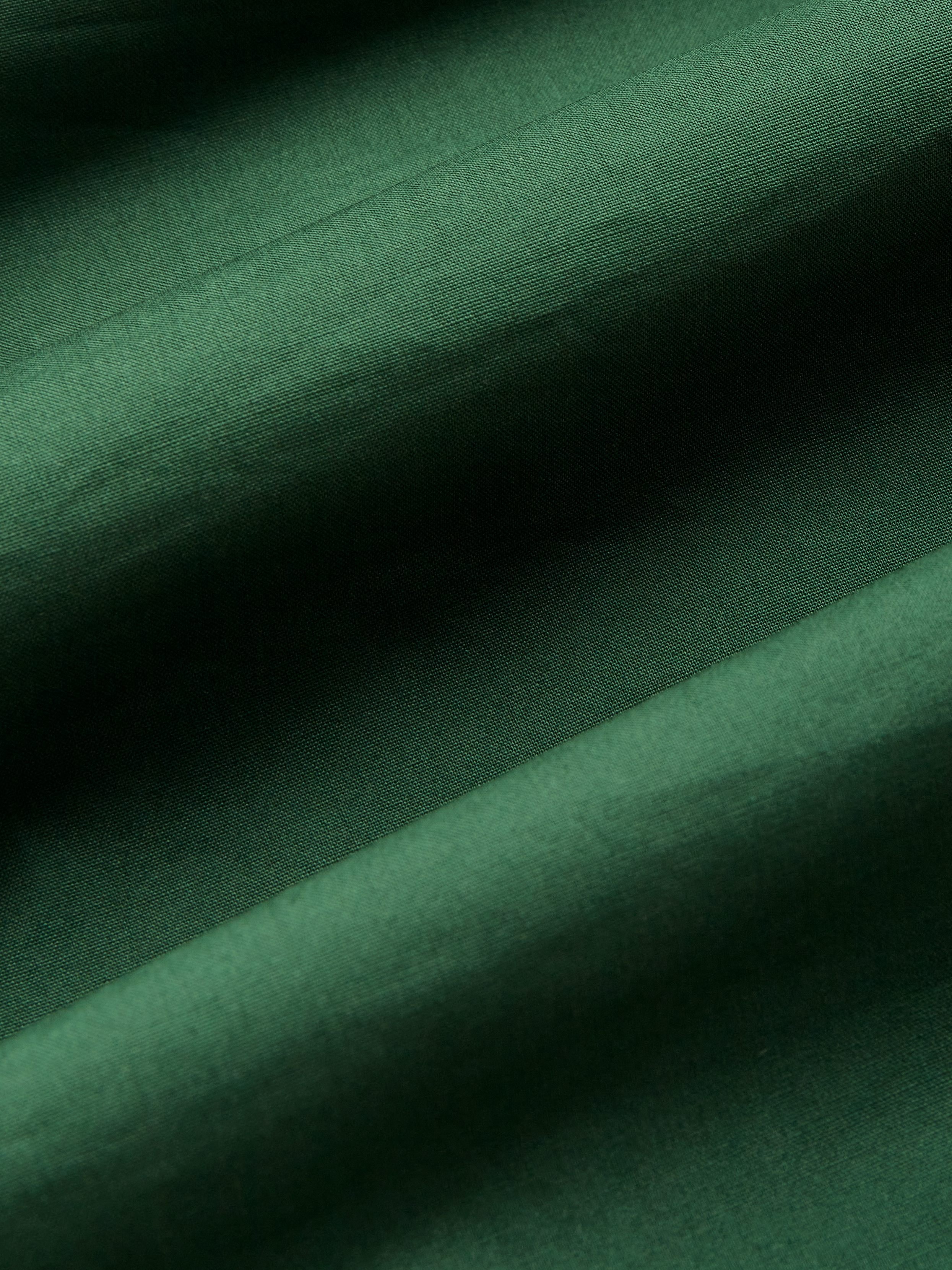 Cotton Maxi Dress, Balloon Sleeve, V neck, Plain, Vintage, Dark Green - Dark Green