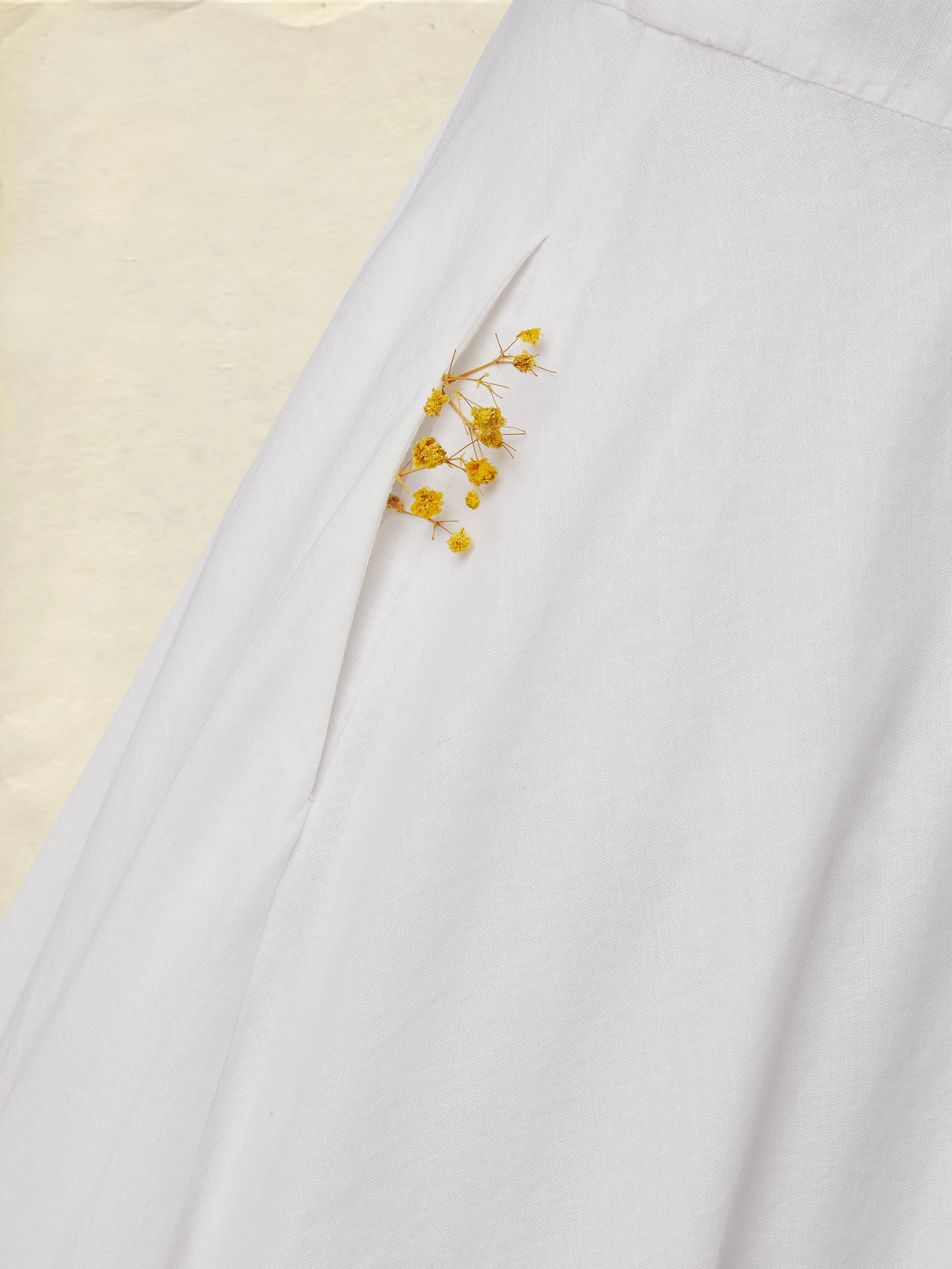 Midi Cotton Dress, Half Sleeve, Round Neck, Plain, Lace, Vacation, Vintage, White - White