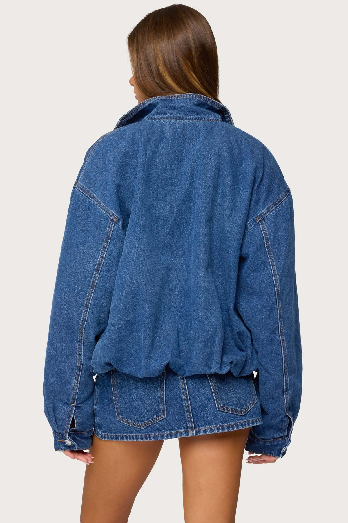 Hilary Oversized Denim Coat - BLUE-WASHED