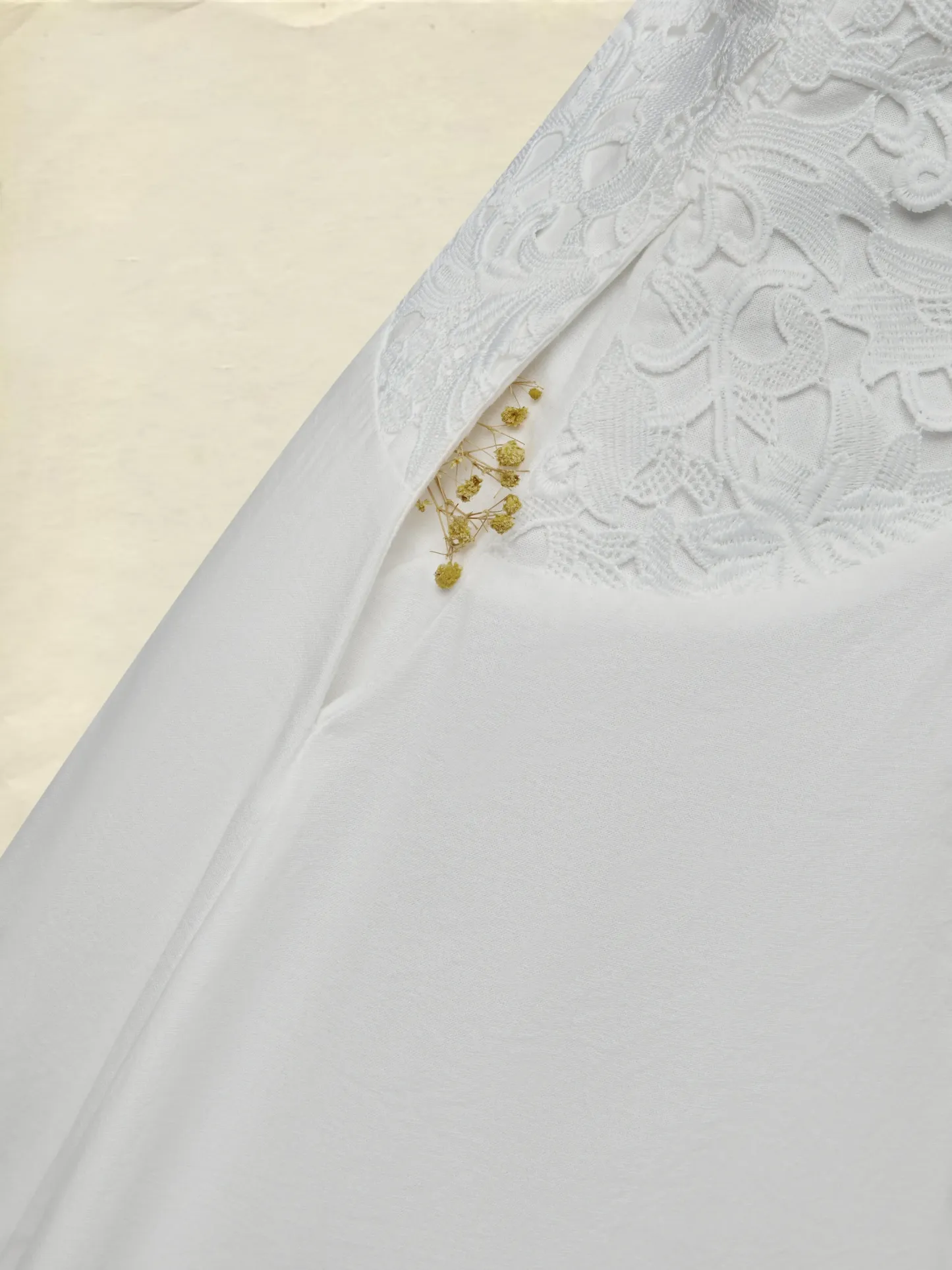 Midi Cotton Dress, Sleeveless, Round Neck, Plain, Lace, Vintage, White - White