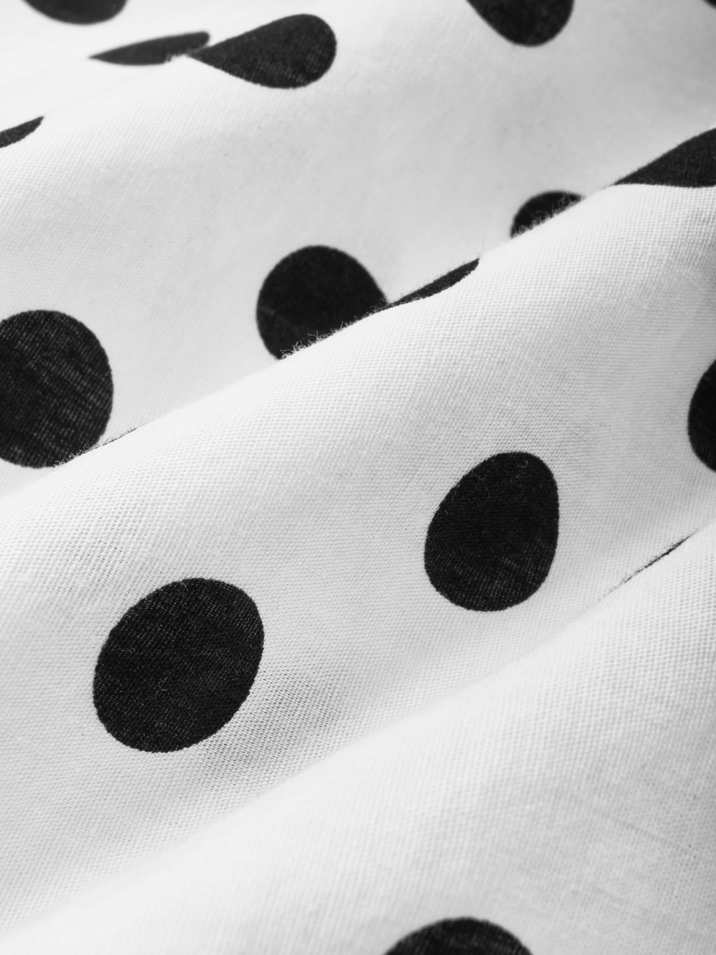 Midi Linen Dress, Sleeveless, V Neck, Polka Dots, French Vintage, White - White