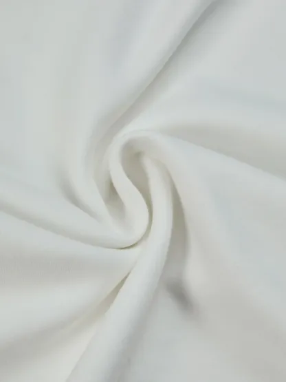 Cotton Knit Tee, Short Sleeves, Plain, 3D Floral, French Vintage, Ivory - Ivory