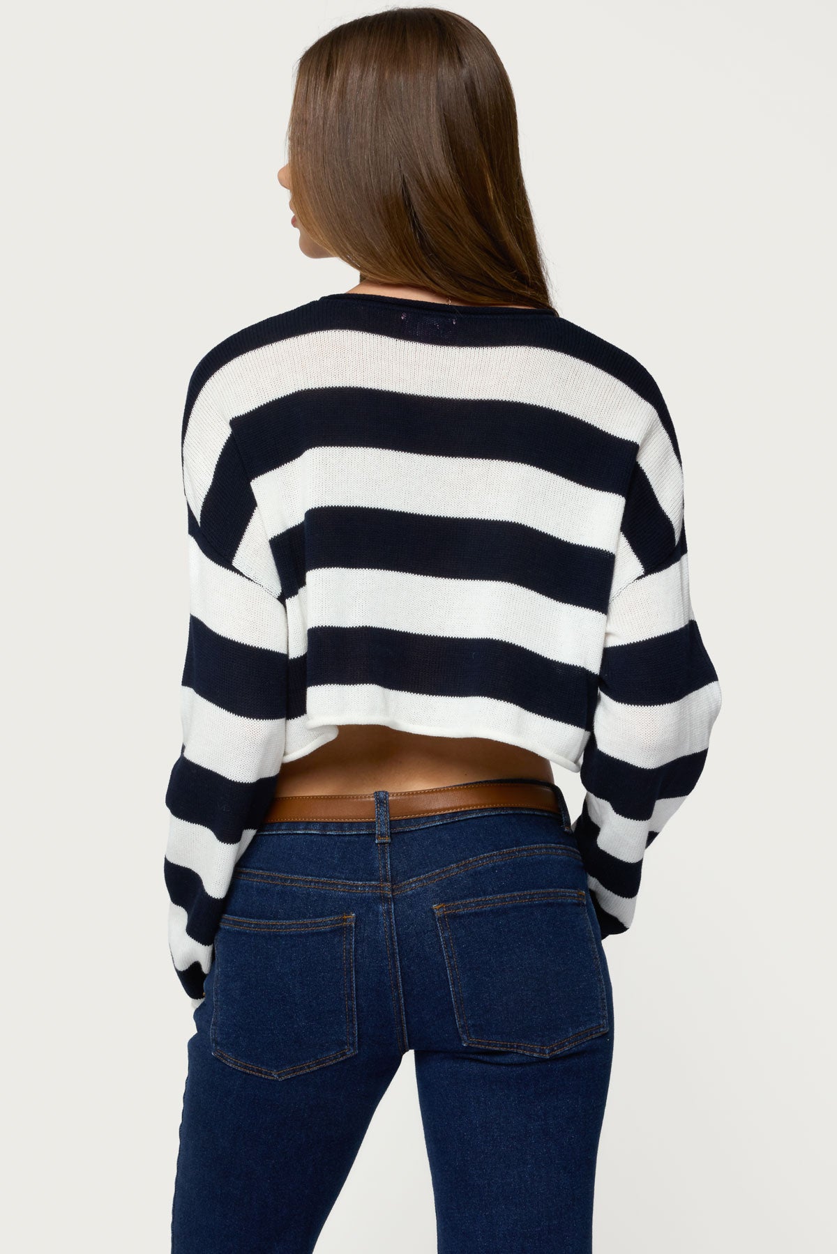 Shyrah Oversized Knit Top - NAVY-AND-CREAM