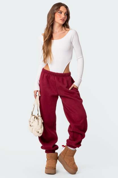 Clark Oversized Sweatpants - BURGUNDY