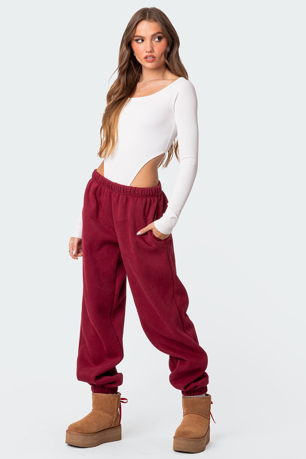 Clark Oversized Sweatpants - BURGUNDY