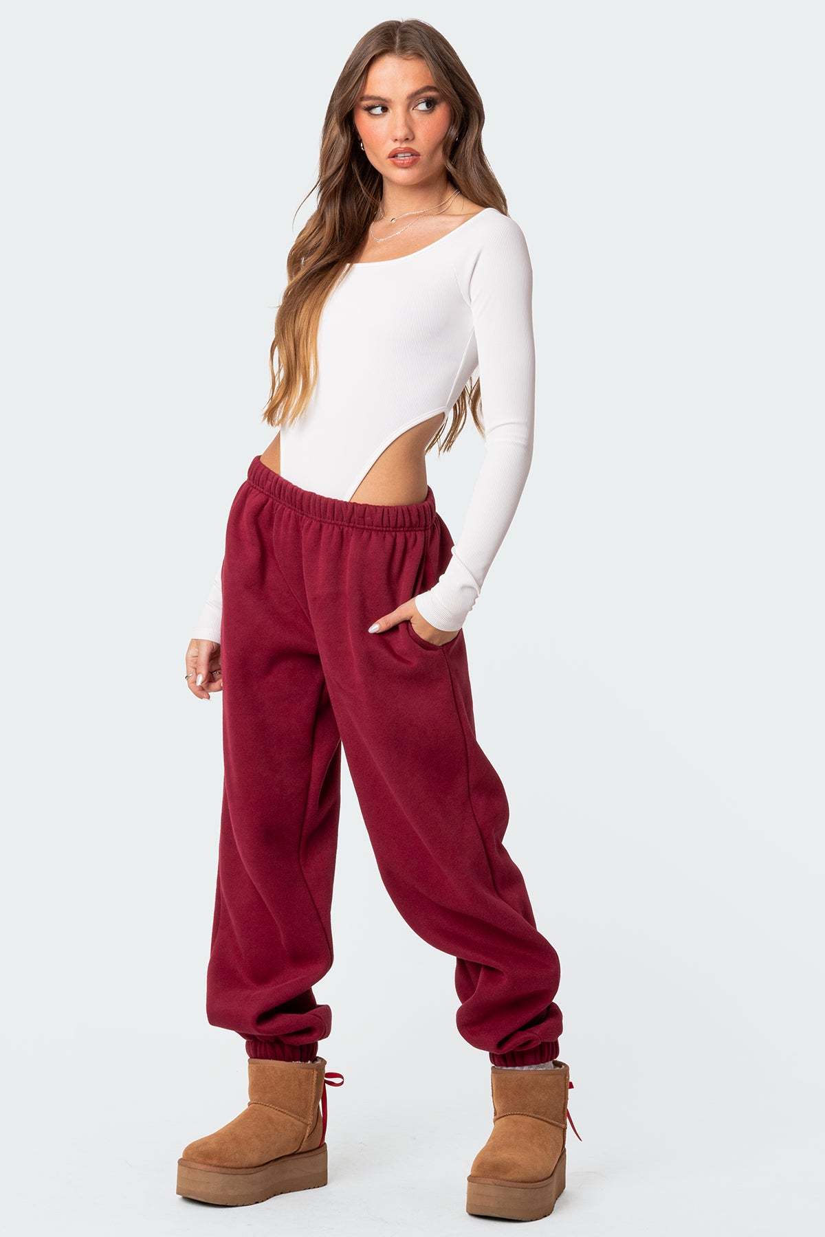 Clark Oversized Sweatpants - BURGUNDY