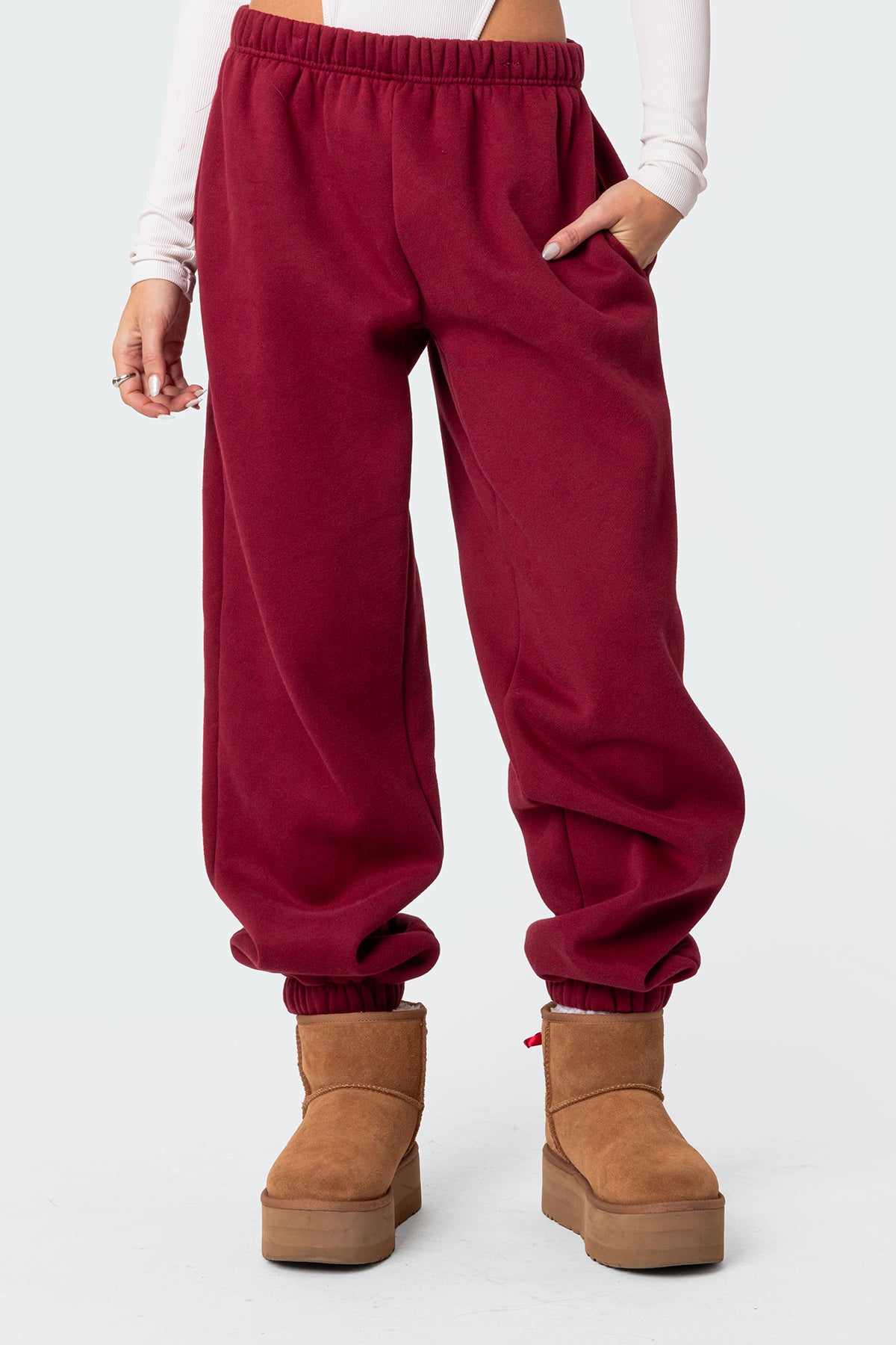 Clark Oversized Sweatpants - BURGUNDY