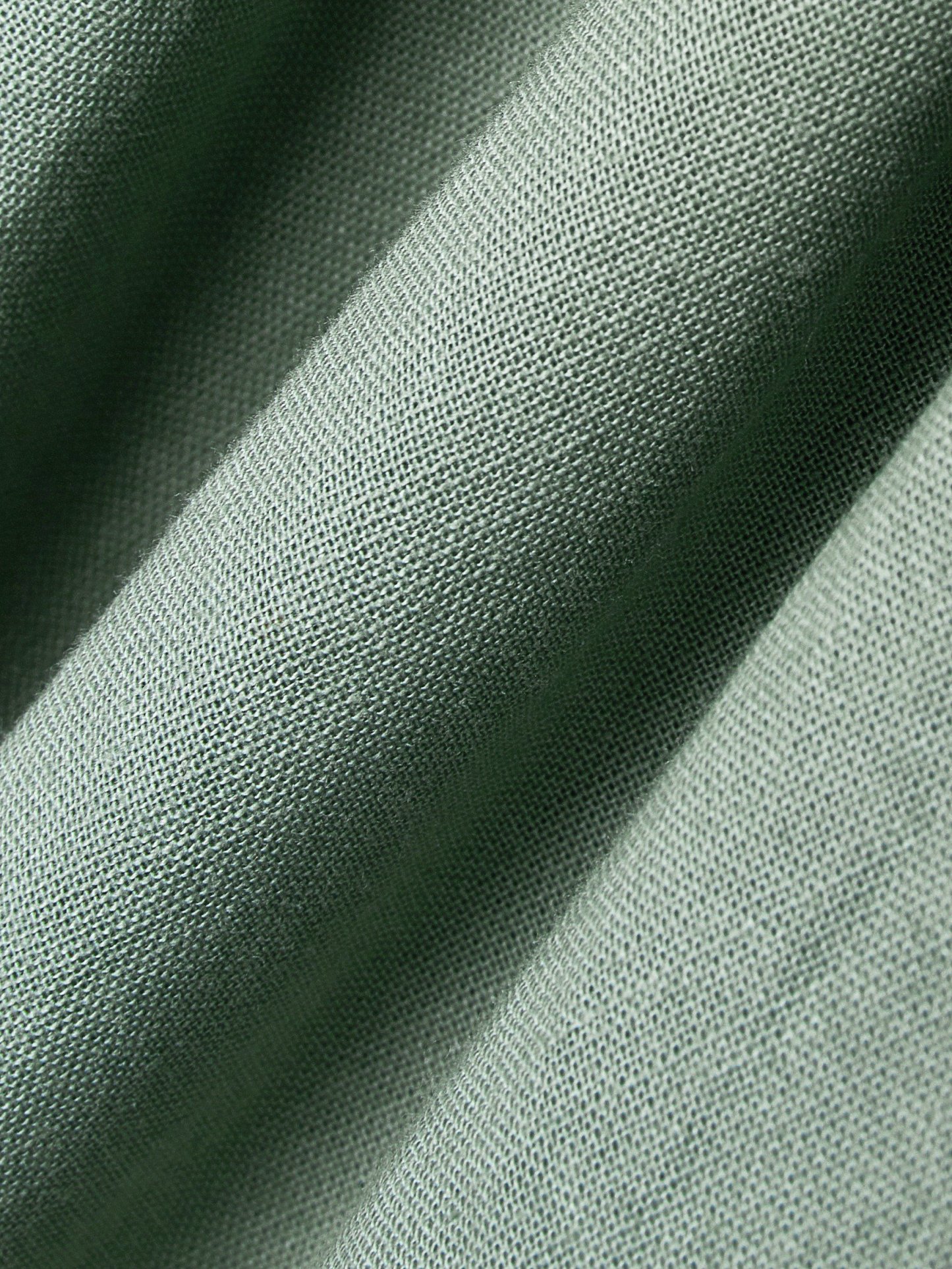 Maxi Linen Dress, 3/4 Sleeves, Square Neck, Lace Up, Linen Blend, Green - Green