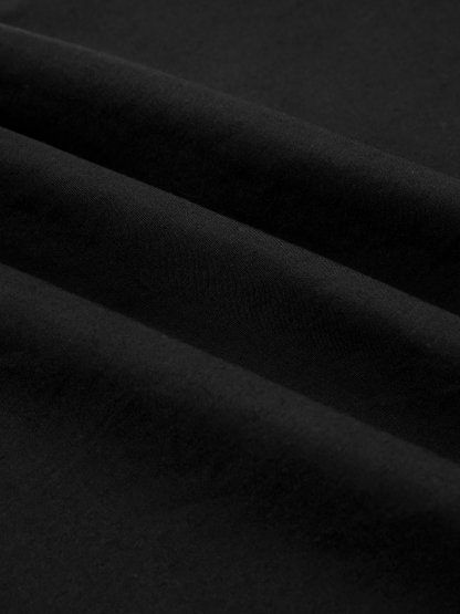 Maxi Cotton Dress, Sleeveless, V Neck, Plain, French Vintage, Black - Black
